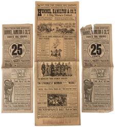  Hummel, Hamilton & Co. Three Big Shows. Three circus herald...