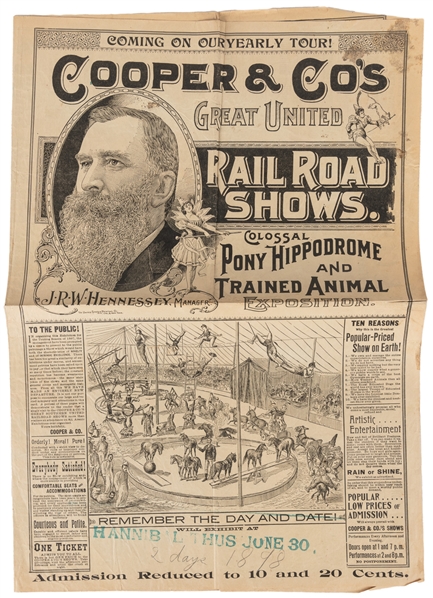  Cooper & Co.s Great United Railroad Shows courier. Circa 1...