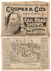  Cooper & Co.'s Great United Railroad Shows courier. Circa 1...