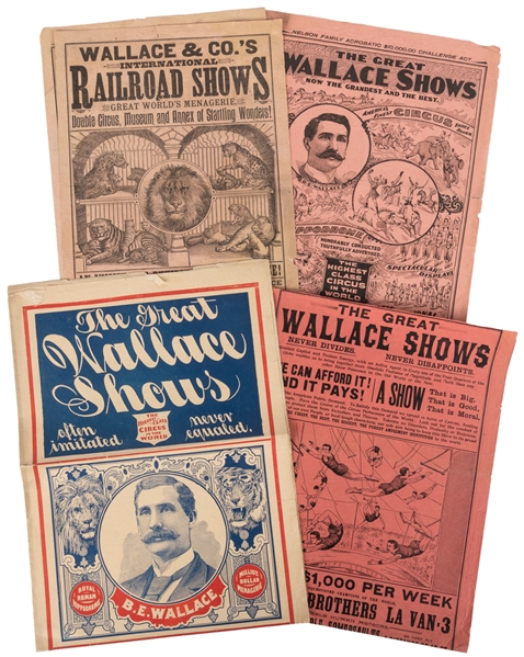  Great Wallace Shows / Wallace & Co. Group of 4 heralds. Cir...