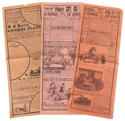  W.H. Harris Nickel-Plate Shows. Three heralds. 1890s. Three...