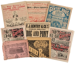  Gentry Bros. / Prof. Gentry's Shows. Group of 7 couriers. V...