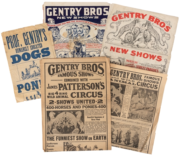  Gentry Bros. Group of 5 heralds. V.p., ca. 1900s-10s. Five ...