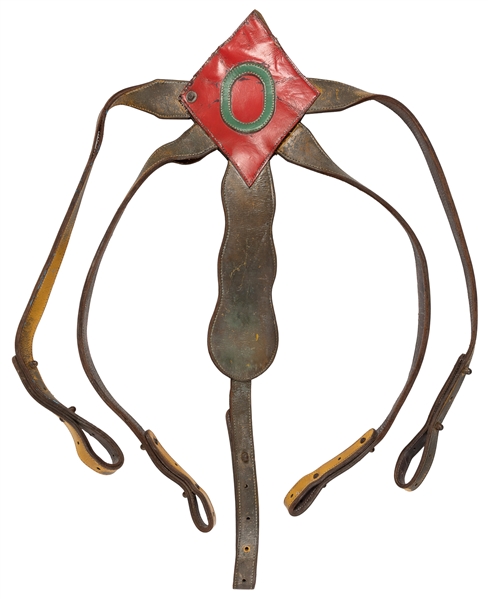  Circus Elephant Leather Headdress. 20th century. Thick leat...