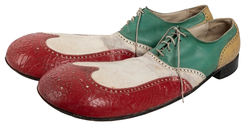  Pair of Vintage Leather Clown Shoes. Mid-20th century. Clow...