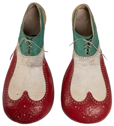  Pair of Vintage Leather Clown Shoes. Mid-20th century. Clow...