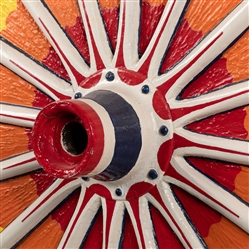  Large Sunburst Circus Wagon Wheel. Circa 19th/20th century....