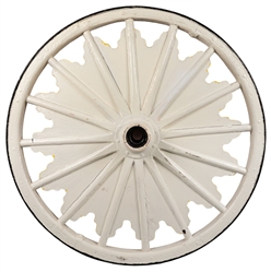  Large Sunburst Circus Wagon Wheel. Circa 19th/20th century....