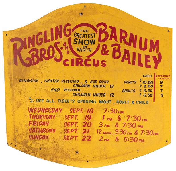  Ringling Bros. and Barnum & Bailey Circus Sign. Second half...