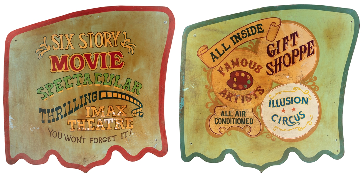  Hand-painted Carnival Attraction Entrance Signs. Second hal...