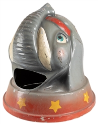  Two Circus Elephant Motif Garbage Bin Toppers. American, ci...
