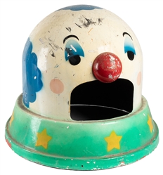  Two Circus Clown Motif Garbage Bin Toppers. American, circa...