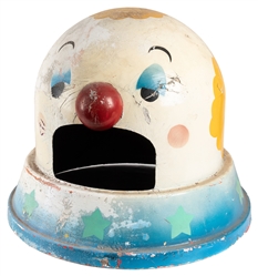  Two Circus Clown Motif Garbage Bin Toppers. American, circa...