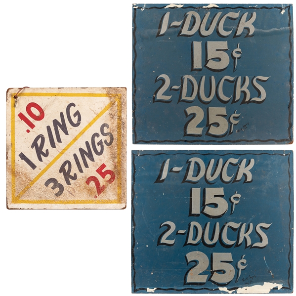  Three Hand-Painted Carnival Game Signs. Three hand-painted ...