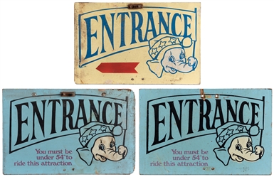  Three Kiddie Ride Carnival Entrance Signs. American, mid to...