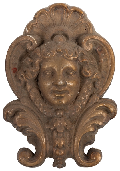  Ornate Gilt Hanging Wall Ornament. Female face relief in ca...