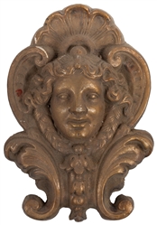  Ornate Gilt Hanging Wall Ornament. Female face relief in ca...