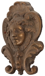  Ornate Gilt Hanging Wall Ornament. Female face relief in ca...