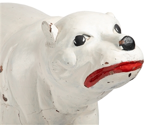  Carved Wooden Polar Bear Cub Figure. 20th century. Carved a...