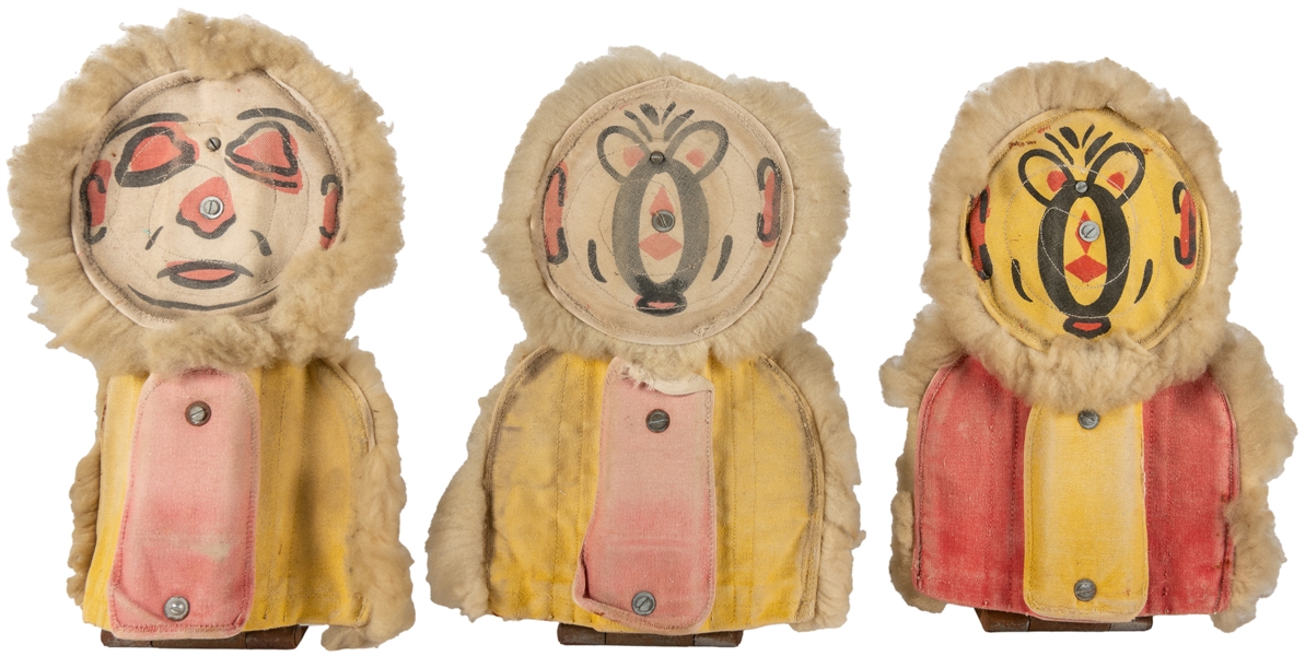  Trio of Carnival Punk Knockdown Dolls. Circa first half 20t...