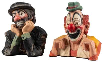  Lou Jacobs and Emmett Kelly Pair of ESCO Busts. 1990s. Pain...