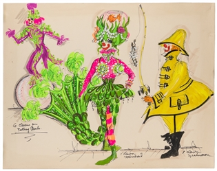  ARTIST UNKNOWN. Eight Original Circus Costume and Set Drawi...