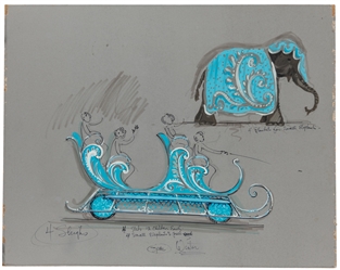  ARTIST UNKNOWN. Eight Original Circus Costume and Set Drawi...