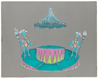  ARTIST UNKNOWN. Eight Original Circus Costume and Set Drawi...