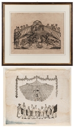  Two early circus woodblock prints. European, ca. 18th centu...