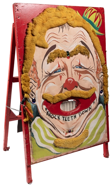  Knock the Teeth Carnival Game. 20th century. Painted canvas...