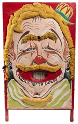  Knock the Teeth Carnival Game. 20th century. Painted canvas...