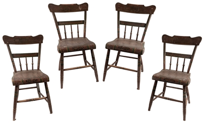  [ODD FELLOWS]. Group of 4 Hand-Painted Fraternal Chairs. [N...