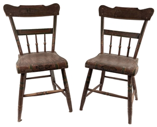  [ODD FELLOWS]. Group of 4 Hand-Painted Fraternal Chairs. [N...