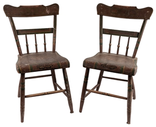  [ODD FELLOWS]. Group of 4 Hand-Painted Fraternal Chairs. [N...