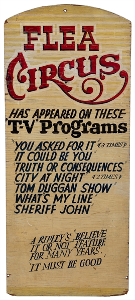  [CARNIVAL SIGN]. Flea Circus / Has Appeared on These ‘T-V ...