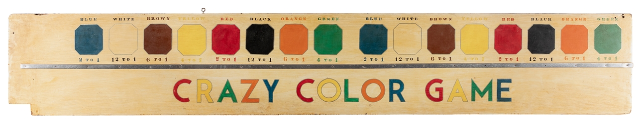  [CARNIVAL SIGN]. “Crazy Color Game Hand-Painted Double-Sid...