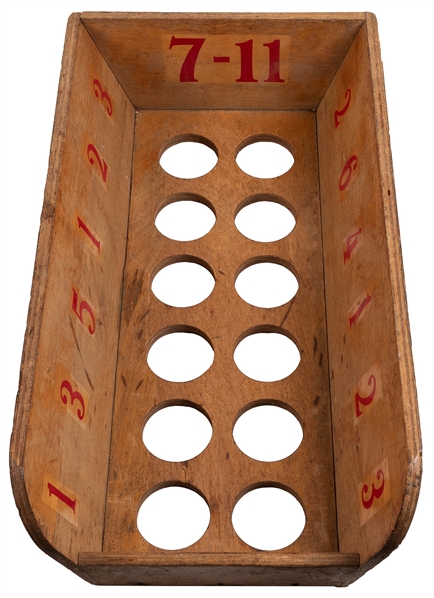  [CARNIVAL GAMES]. Wooden “7 – 11" Ball-Toss Game Board. [N....