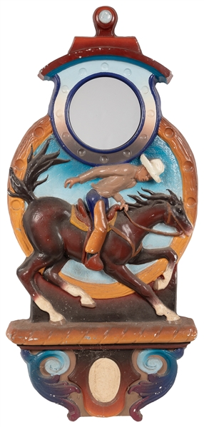  Western Rodeo Cowboy Relief Carousel Plaque with Mirror. Ci...