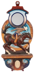  Western Rodeo Cowboy Relief Carousel Plaque with Mirror. Ci...