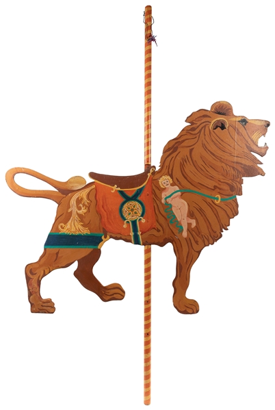  Wooden Carousel Lion Cut-out Figure. Early or mid-20th cent...