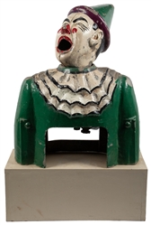  [CARNIVAL GAMES]. Cast Aluminum Clown Figure Topper for Bal...