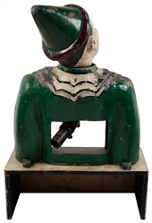 [CARNIVAL GAMES]. Cast Aluminum Clown Figure Topper for Bal...