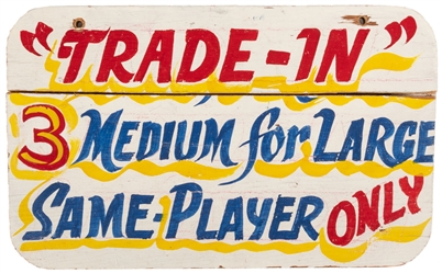  Trio of Carnival Painted Wooden Signs. 20th century. Bright...