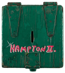  Carnival Ride Ticket Box. Wooden box painted green with a F...