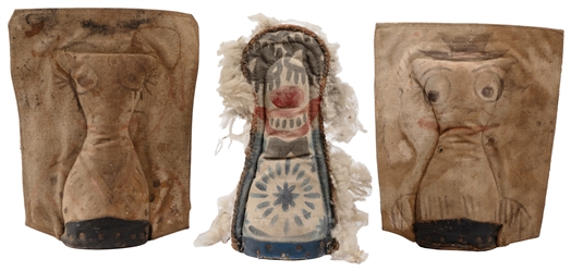  Three Carnival Knock-Down “Punk Dolls. 20th century. Paint...