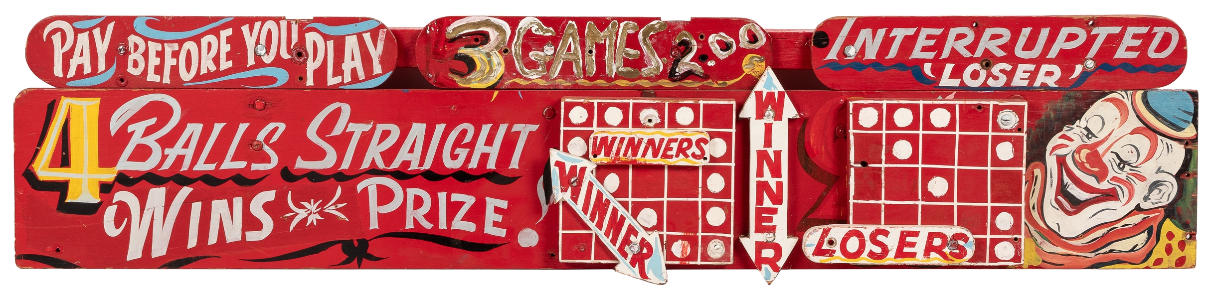  Carnival Game Advertising Sign. 20th century. Painted horiz...