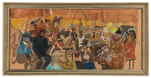  ARTIST UNKNOWN. [Circus Entertainers]. Circa 1930s-40s. Gou...