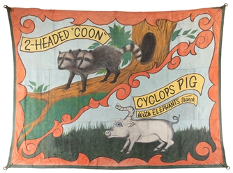  WICKERS. 2 Headed “Coon / Cyclops Pig with Elephants Trunk...