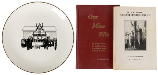  EWING, Ella (1872 – 1913). Two books and a memorial plate. ...