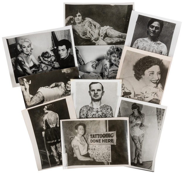  Group of 20 Bernard Kobel Tattooed Portrait Photographs. Bl...